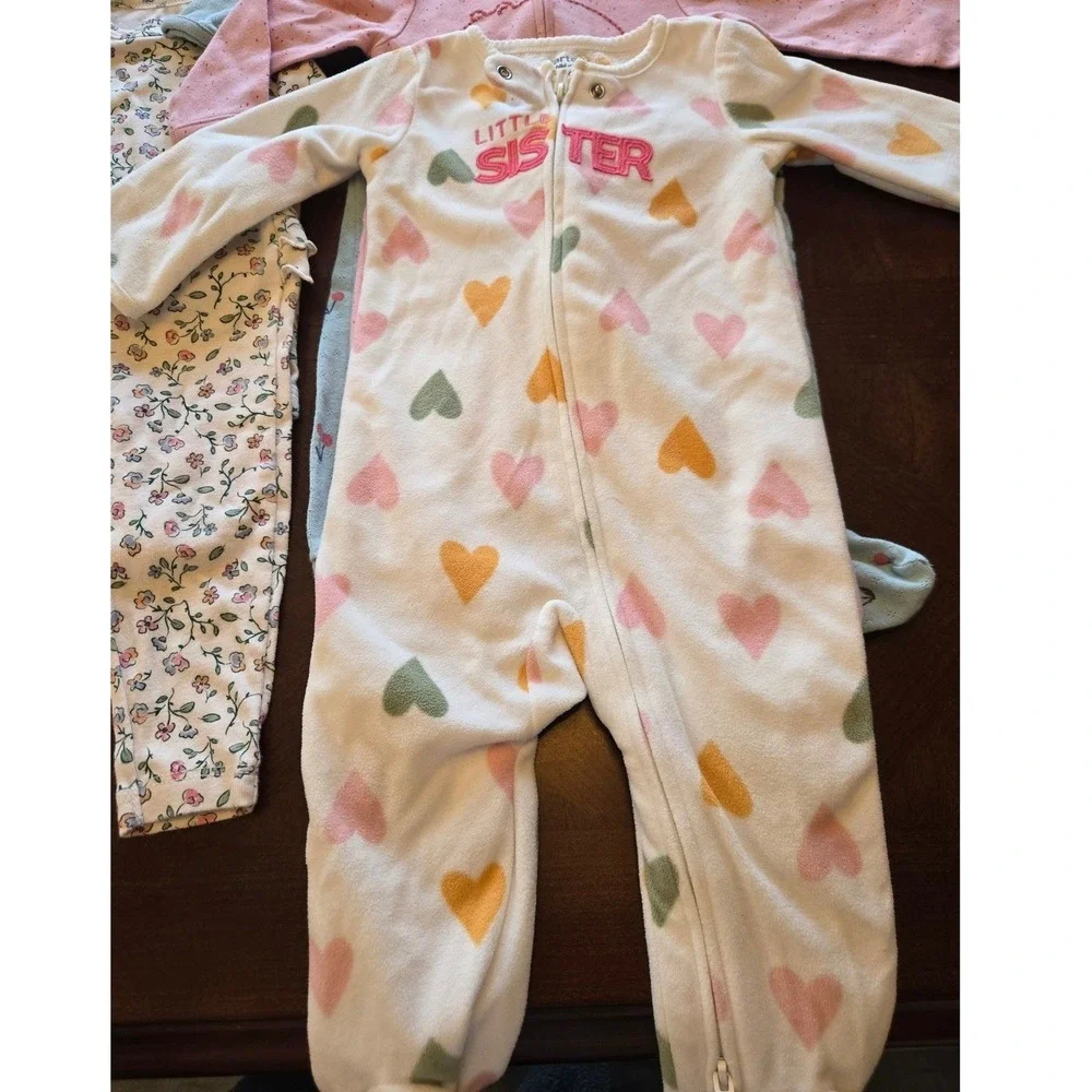 Carters Child of Mine Baby‎ Girl 5pc Lot 6-9M Sleepers Bodysuit Leggings Floral